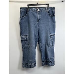 Duck Head Woman Denim Cargo Capri Jeans Plus Size 20W Stretch Y2K Utility Casual